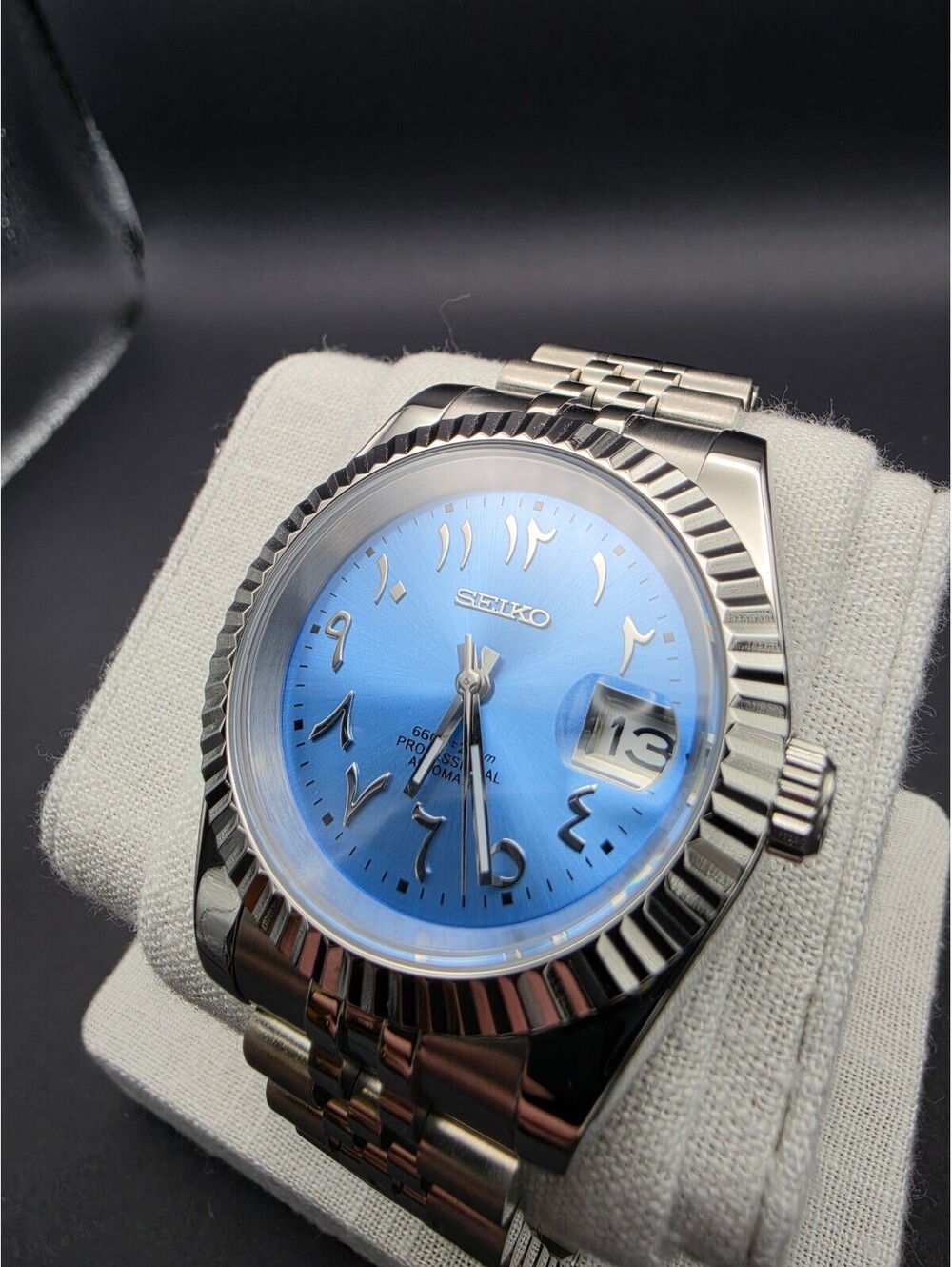 CUSTOM SEIKO MOD ARABIC ICE WATCH NH35 - GLACIER BLUE